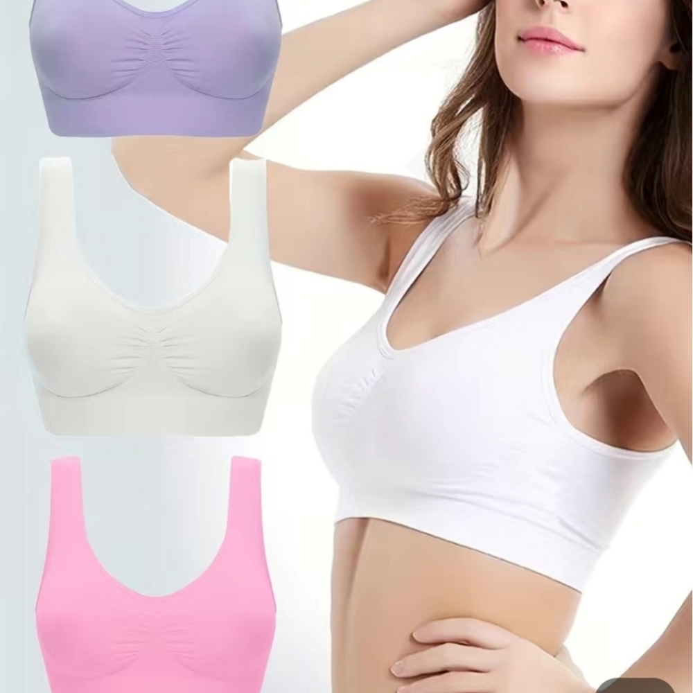 3pc wireless sports Bras comfy & breathable running workout tank bra women's